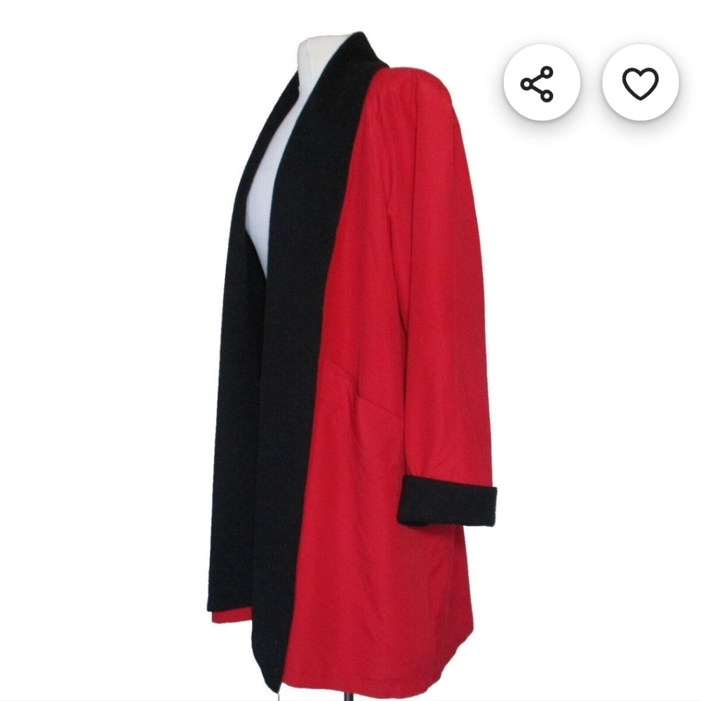 Swing Coat, Vintage Steve By Searle, Size 8 Women, RedBlack, Wool Lining, Peaco - Picture 10 of 10